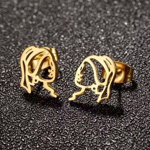 The Girl with the Pearl Earring Studs Gold‎ Stainless Steel Minimalist Earrings